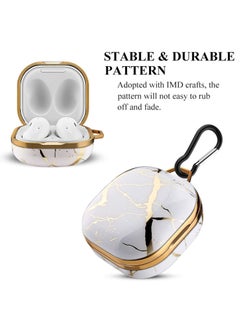 KASTWAVE Wireless Bluetooth Headphone Case for Samsung Galaxy Buds 2/ Pro/ Live TPU Drop Resistant Headphone Case with Keychain Platinum Marble Color  - Image 4