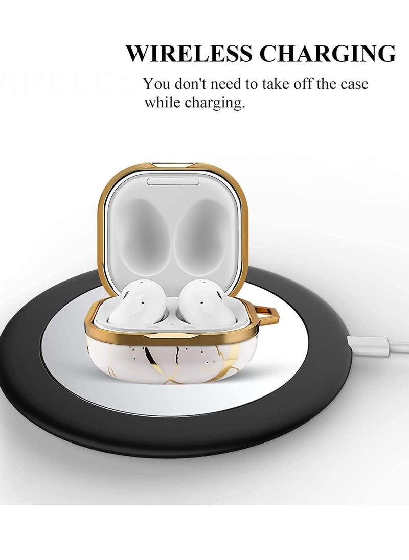 KASTWAVE Wireless Bluetooth Headphone Case for Samsung Galaxy Buds 2/ Pro/ Live TPU Drop Resistant Headphone Case with Keychain Platinum Marble Color  - Image 5