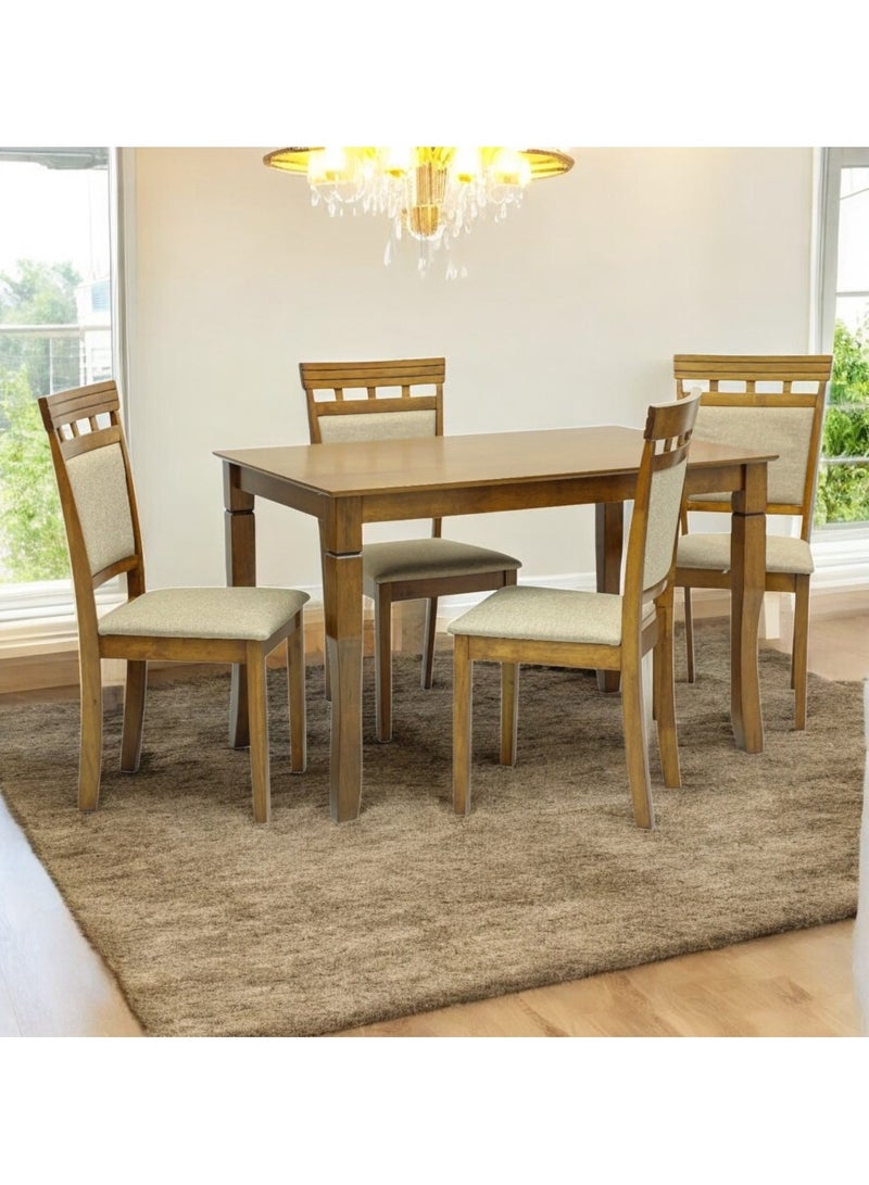 KARNAK Modern Wooden Dining Table Set (1+4) - Walnut Color 120cm  - Image 1