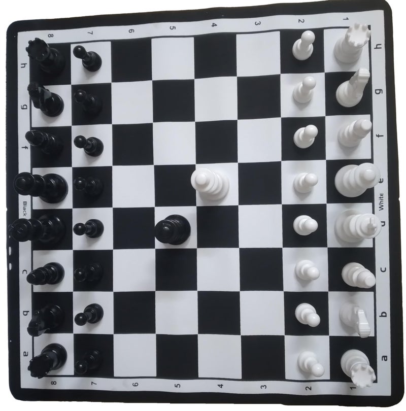 Tima Best Value Tournament Chess Set 17"x 17" Staunton Chess Pieces and Roll-Up Vinyl Chess Board, Plastic Filled Pieces & Bag (Black) - Image 3