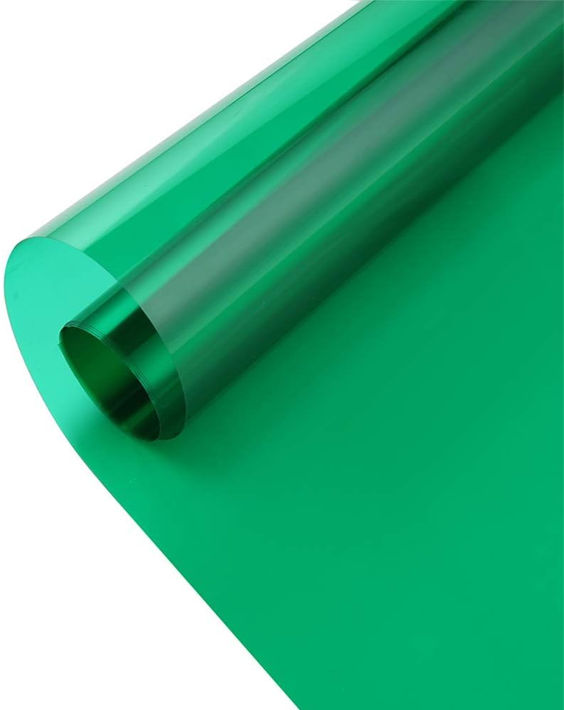 SUMAGITIN Transparent Decorative Window Film Anti UV Colorful Adhesive Vinyl Heat Insulation Solar Window Tinting Sheets Glass Film for Christmas Home Decoration, 17.7Inch x 78.7Inch, Green - Image 2