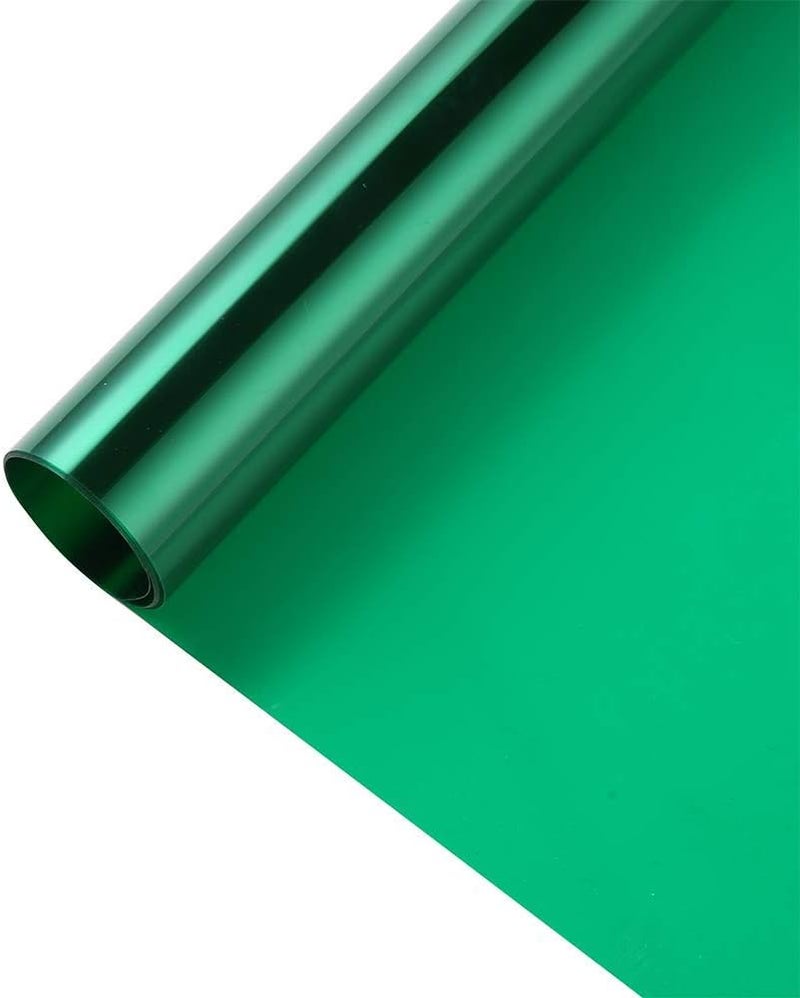 SUMAGITIN Transparent Decorative Window Film Anti UV Colorful Adhesive Vinyl Heat Insulation Solar Window Tinting Sheets Glass Film for Christmas Home Decoration, 17.7Inch x 78.7Inch, Green - Image 1