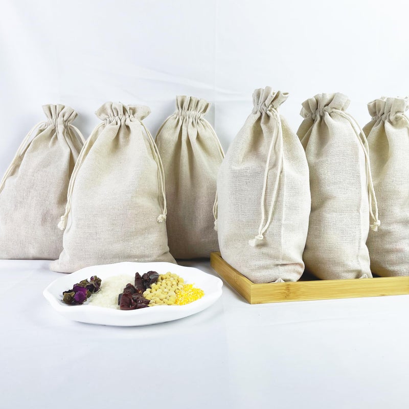 Lefubaby 8X10 Inch Cotton Muslin Drawstring Candy Gift Storage Bags 15 Pcs - Image 1