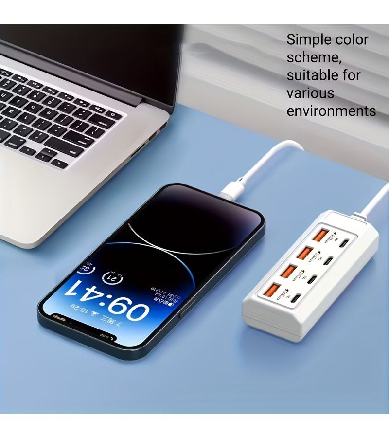 White 25W RV Fast Charging Station 8 Port USB Hub with 4 USB A and 4 Type C PD - Image 5