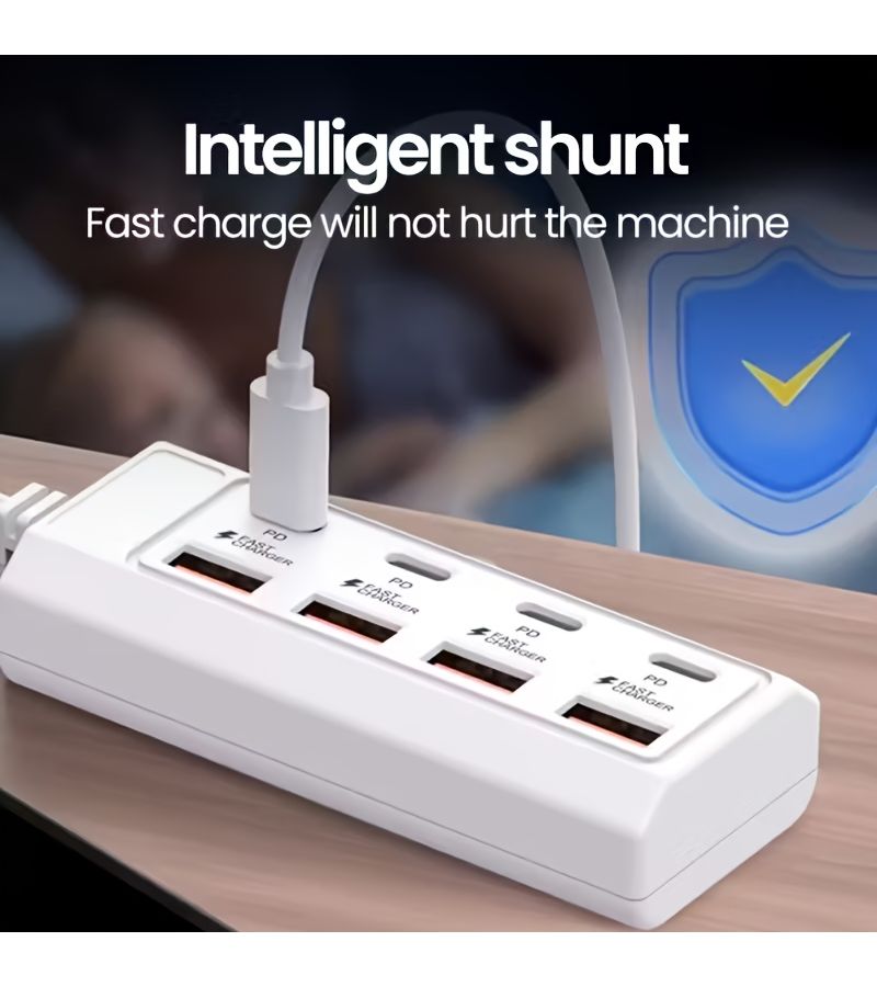 White 25W RV Fast Charging Station 8 Port USB Hub with 4 USB A and 4 Type C PD - Image 2