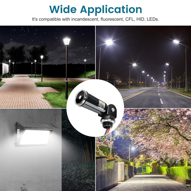 Excefore Outdoor Photocell Sensor, Dusk to Dawn/Day Night Sensor, Swivel Mount Conduit Lighting Control, Photoelectric Switch, 110V/120V/220V/240V Input, UL Listed, IP65 Waterproof, Photocell for Outdoor Light - Image 5