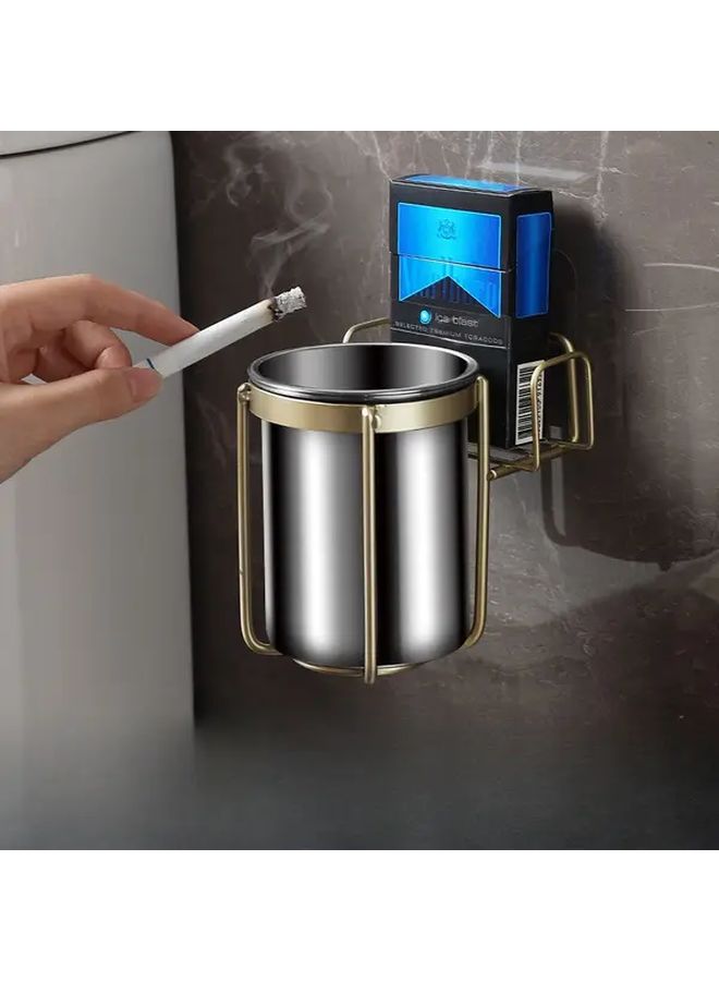 Wall Mounted Ashtray With Lid No Drill Easy Installation Durable Indoor Outdoor YH318 - Image 1