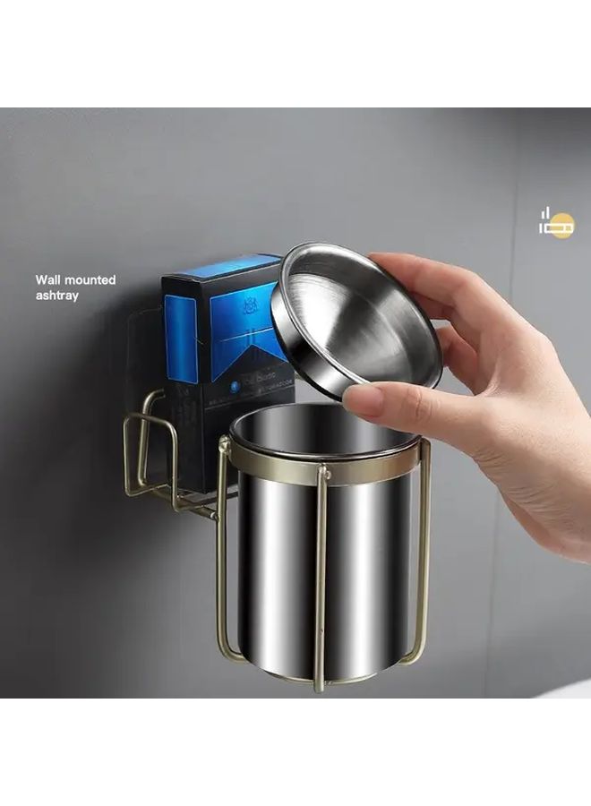 Wall Mounted Ashtray With Lid No Drill Easy Installation Durable Indoor Outdoor YH318 - Image 3
