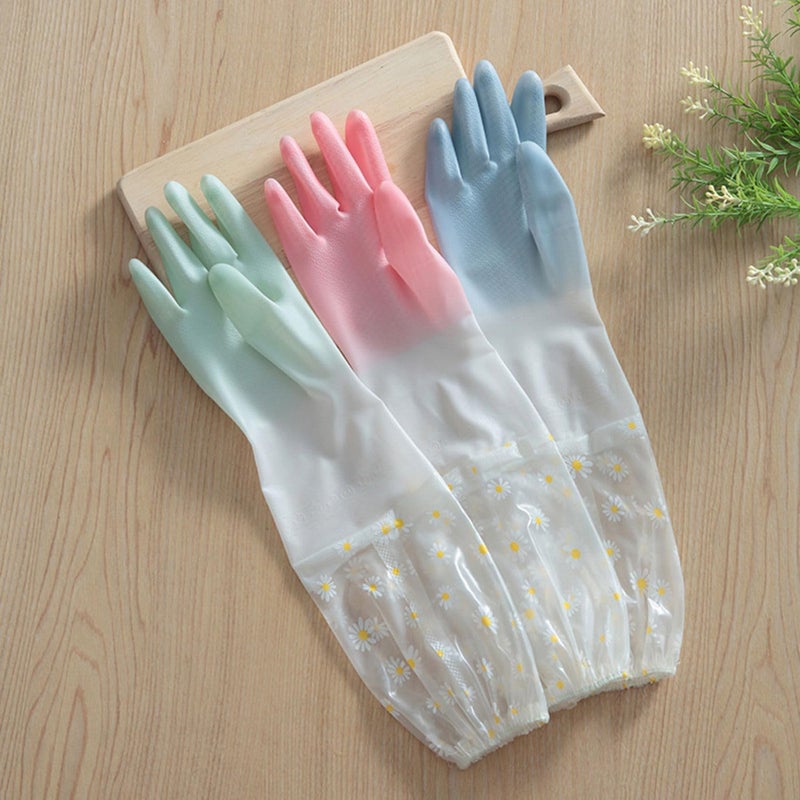 MsAnya 3 Pcs Rubber Dishwashing Cleaning Gloves - Waterproof, Reusable Long Kitchen Gloves, Latex-Free Household Gloves for Laundry, Cleaning, Working, Gardening - Image 2