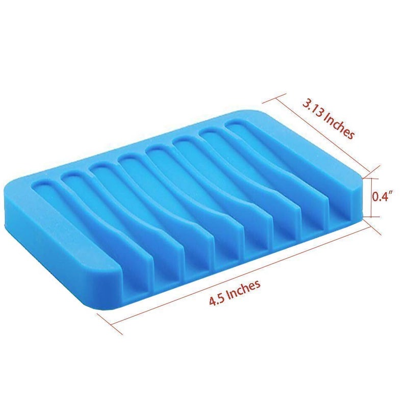 Baskety Self Draining Drying Mat Silicone Soap Dish Holder Tray (11.5 x 8.5 x 1.5 cm, Multicolour) - Pack of 3 - Image 4