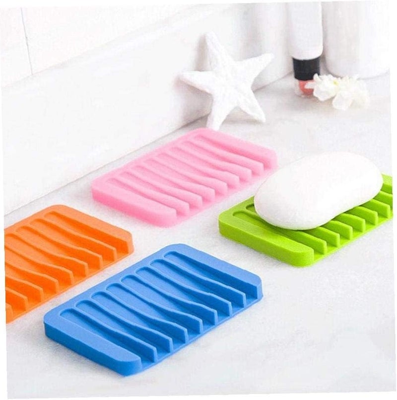 Baskety Self Draining Drying Mat Silicone Soap Dish Holder Tray (11.5 x 8.5 x 1.5 cm, Multicolour) - Pack of 3 - Image 2