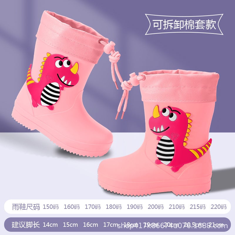 Cartoon Children'S Rain Boots Girls Cute Boys Non-Slip Toddler Fleece-Lined Outdoor Waterproof Rain Boots Student Water Shoes Baby - Image 1