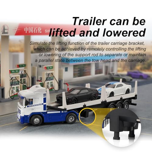 FLYCOLOR Turbo Racing 1:76 C50 RTR Tractor Remote Control Truck Four-Wheel Drive Simulated Headlights 10CH Minicar Model(White-Blue) - Image 5