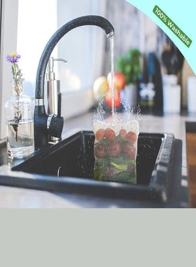 ORGANIZE مجموعة من 15 كيس شبكي قابل لإعادة الاستخدام للثلاجة/أكياس تخزين الخضار والفواكه/أكياس متعددة الأغراض بسحاب ومتعددة الألوان (عبوة من 15) - Image 3