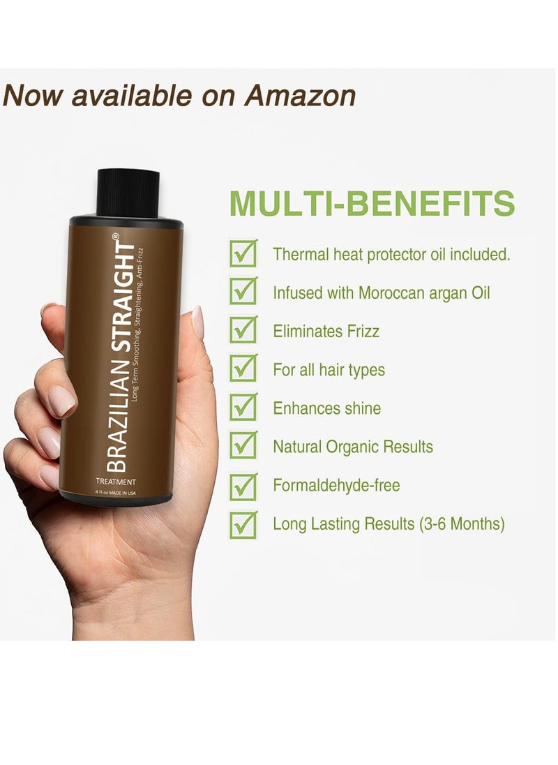 Brazilian Real BRAZILIAN STRAIGHT Keratin Blowout Complex Hair Treatment Kit Organic Natural Results Straighten Smooth Any Hair Type Color Condition Keratina Brasilera Tratamiento (3 Pc Non-Formaldehyde)  - Image 4