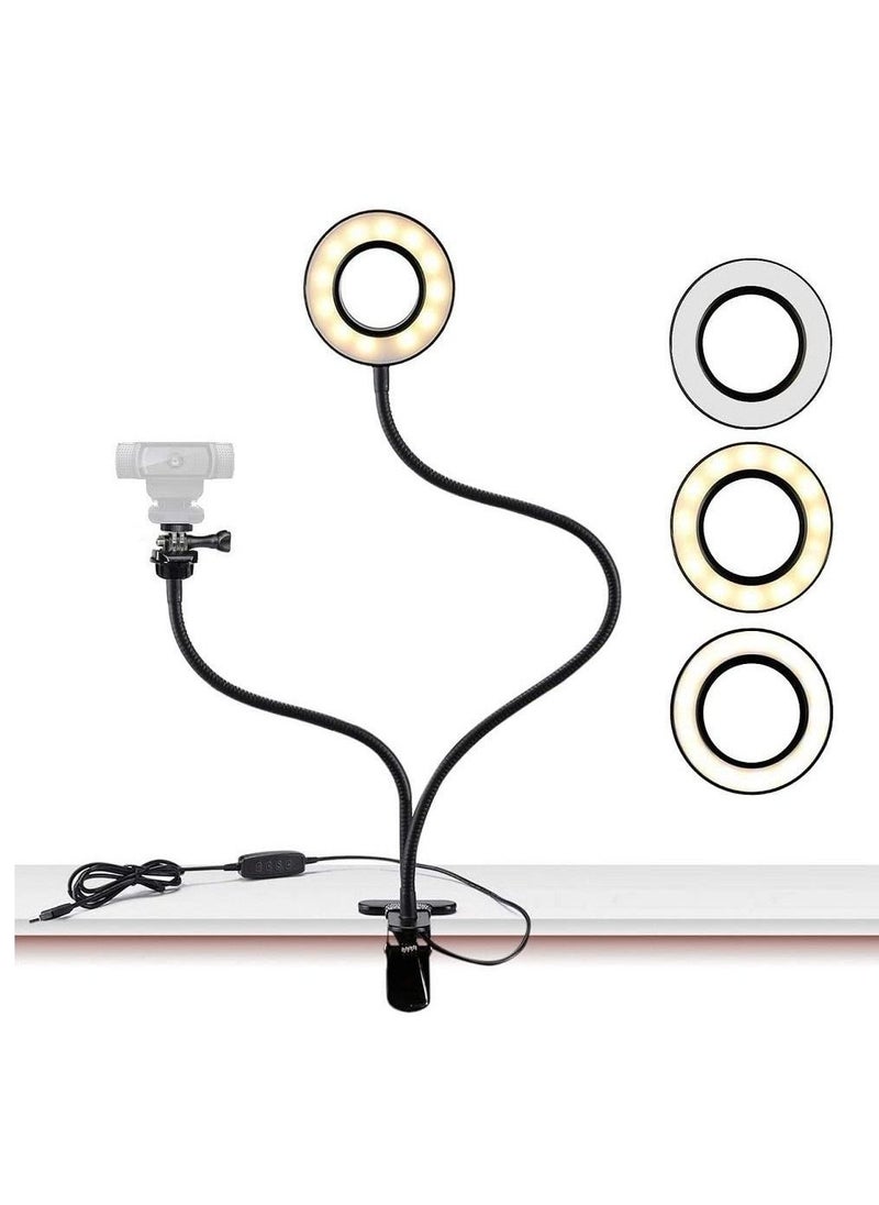 Webcam Light Stand for Live Stream, Selfie Ring Light with Webcam Mount - Image 1