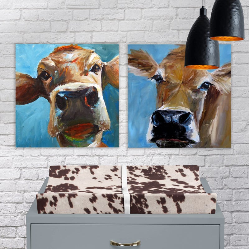 Sweet Potatoes Western Cowboy Changing Pad Cover Super Soft Brown Cowhide - Image 2