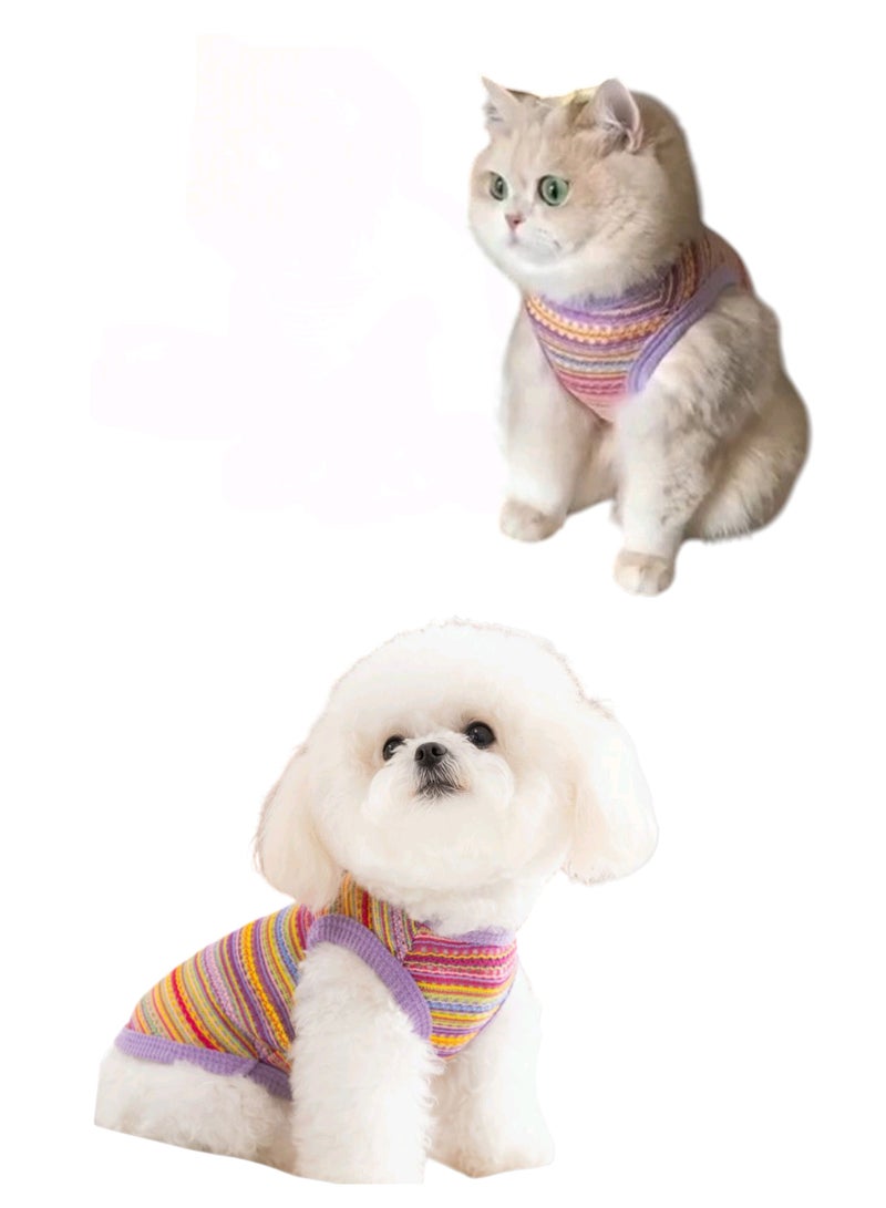 A.M Dog and cat clothes spring and summer new anti-shedding breathable hollow woven vest - Image 1