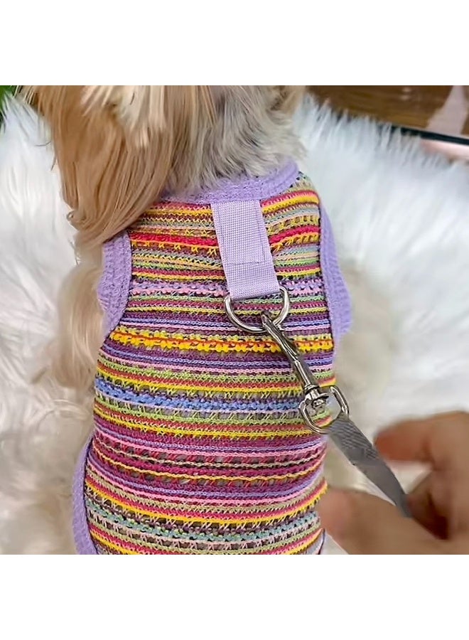 A.M Dog and cat clothes spring and summer new anti-shedding breathable hollow woven vest - Image 3