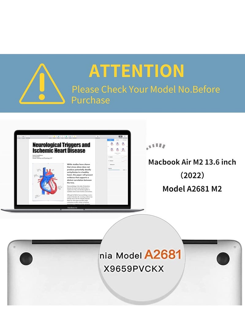 Generic 3 in 1 Case Cover Compatible with MacBook Air 13.6 inch 2022 Release A2681 M2 Chip/ 2024 Release A3113 M3 Chip/2025 Release A3240 M4 Chip ,Plastic Hard Transparent Laptop Shell with Keyboard Cover & Screen Protector, Black  - Image 2