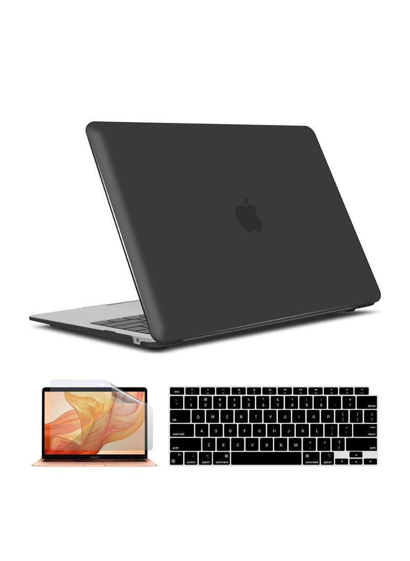 Generic 3 in 1 Case Cover Compatible with MacBook Air 13.6 inch 2022 Release A2681 M2 Chip/ 2024 Release A3113 M3 Chip/2025 Release A3240 M4 Chip ,Plastic Hard Transparent Laptop Shell with Keyboard Cover & Screen Protector, Black  - Image 1