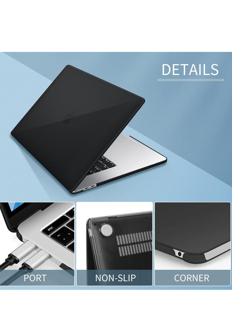 3 in 1 Case Cover Compatible with MacBook Air 13.6 inch 2022 Release A2681 M2 Chip/ 2024 Release A3113 M3 Chip/2025 Release A3240 M4 Chip ,Plastic Hard Transparent Laptop Shell with Keyboard Cover & Screen Protector, Black