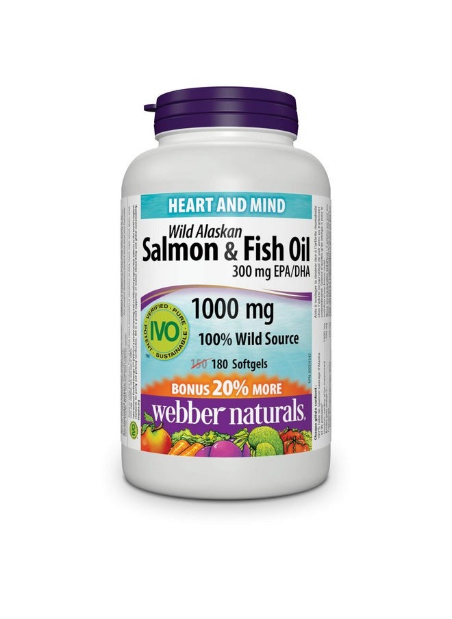 Webber naturals - Wild Salmon & Fish Oil 1000 Mg (Epa 180 Dha 120) Bonus Size 150+30 Softgels - Image 1