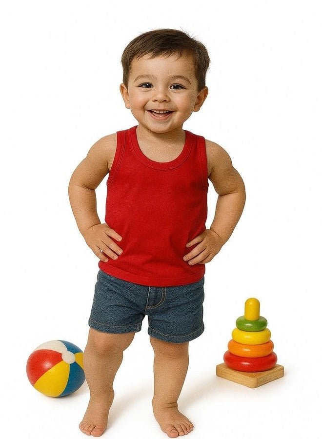 Cortica® Colorful Printed Vest Baniyan Cotton Inner wear for Baby Boys,Baby Girls,Boy's,Girl's,kids & Infant Sleeveless Undershirts baniyaan Sando ganji Tank-Tops soft Comfortable Multicolor Pack of 2 - Image 4