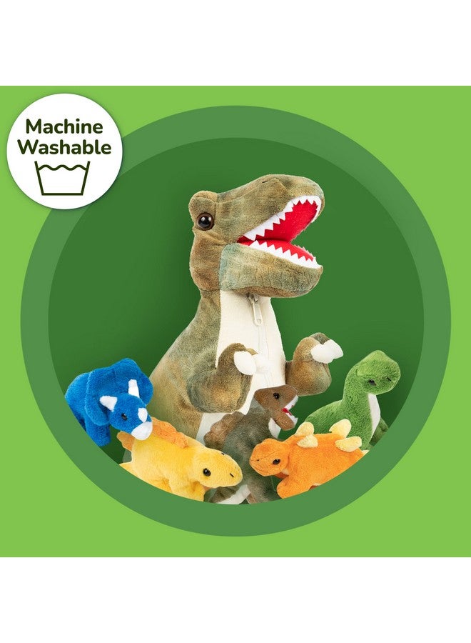 Prextex 15" T-Rex Dinosaur Stuffed Animal Set W/ 4 Plush Dinosaur Toys Inside, Large Zippered Pouch For Boys & Girls, Colorful Dinosaur Plushies For Kids 3-5  - Image 5