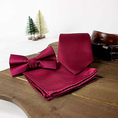 Spring Notion Men's Solid Color Satin Microfiber Tie, Regular Burgundy - Image 4