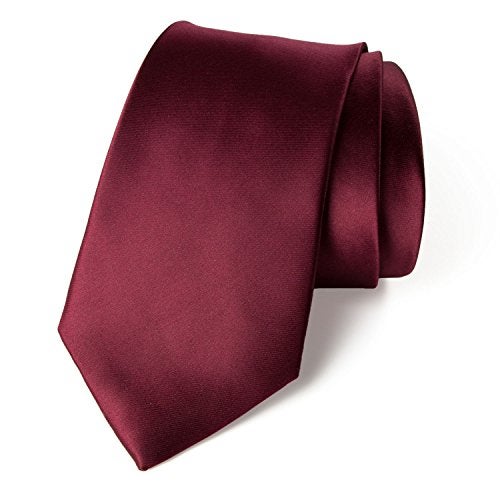 Spring Notion Men's Solid Color Satin Microfiber Tie, Regular Burgundy - Image 1