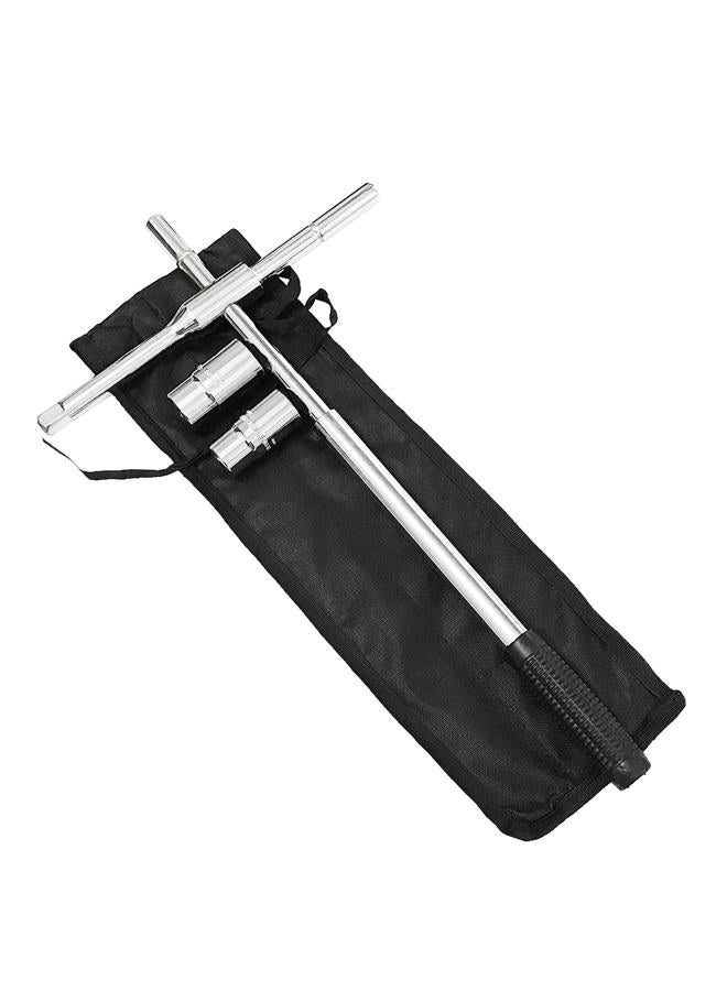 LECWOF 23" Universal Extended Lug Wrench 4 Way Heavy Duty Tire Steel Nut Set with Bag Standard Sockets 17mm 19mm 21mm 23mm for Cross Wheel Wrench (Chrome Vanadium Steel) - Image 1