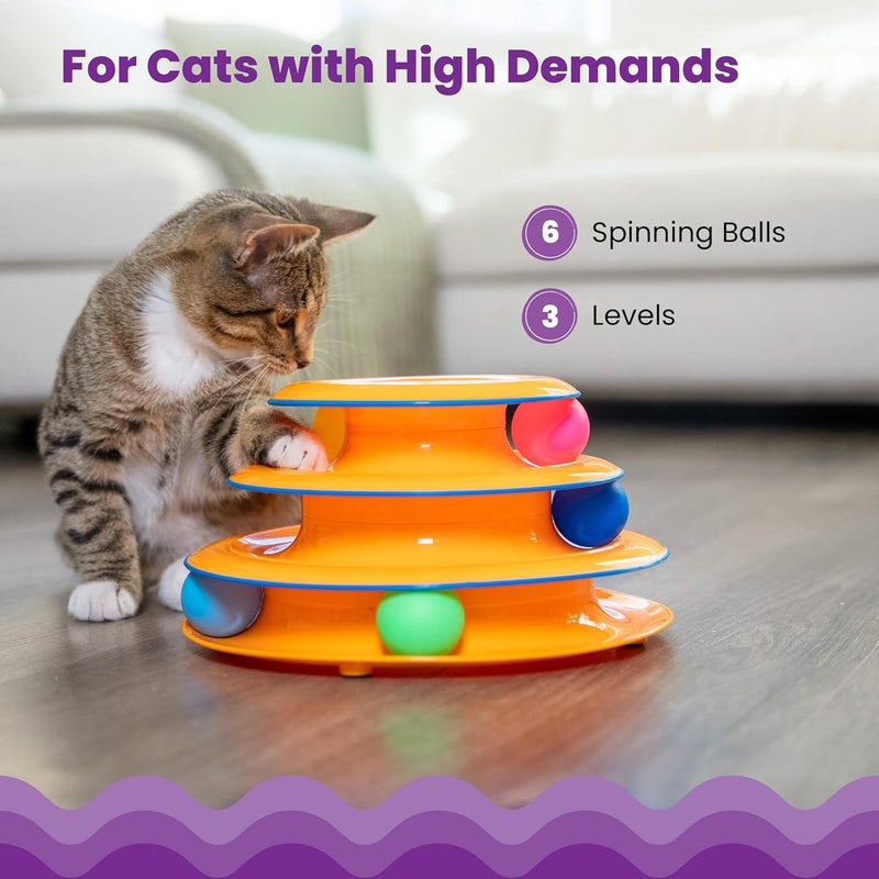 Catstages Tower of Tracks Cat Toy – 3 Levels of Interactive Play – Circle Track with Moving Balls Satisfies Kitty’s Hunting, Chasing & Exercising Needs - Image 3