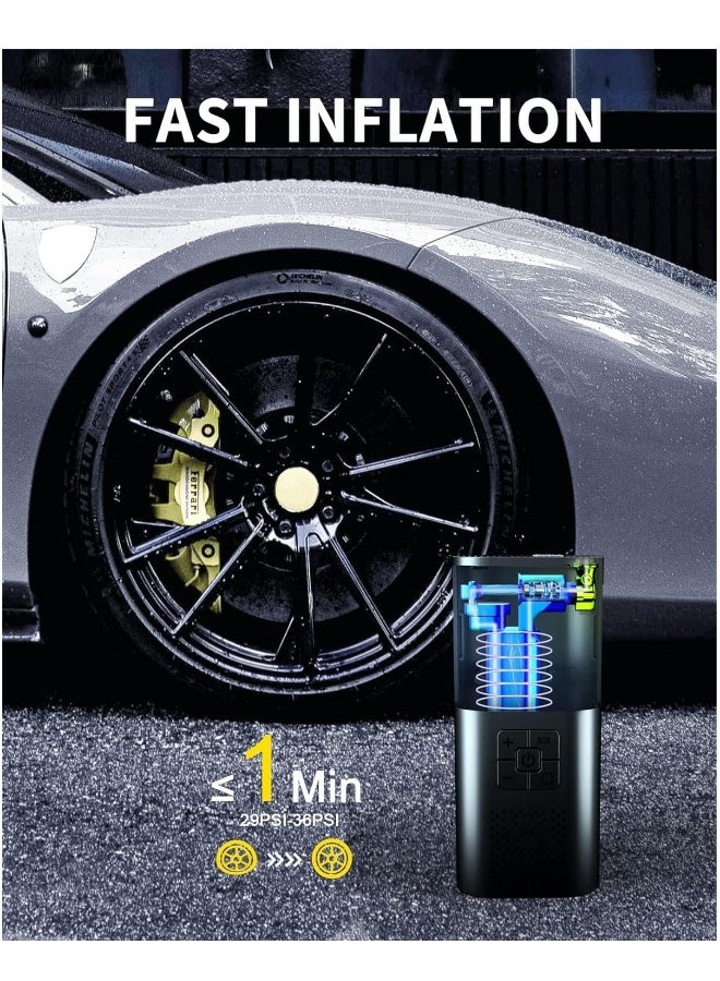 Tire Inflator Air Compressor, Car Accessories, 150PSI Rechargeable Cordless Tire Inflator with Pressure Gauge, 12V DC Mini Air Pump Auto Shut off, Tire Pump with LED Light for Car Motorcycle Bicycle - Image 5