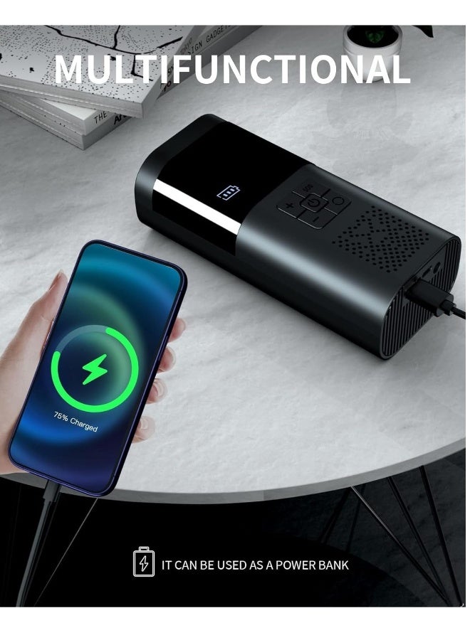 Tire Inflator Air Compressor, Car Accessories, 150PSI Rechargeable Cordless Tire Inflator with Pressure Gauge, 12V DC Mini Air Pump Auto Shut off, Tire Pump with LED Light for Car Motorcycle Bicycle - Image 3