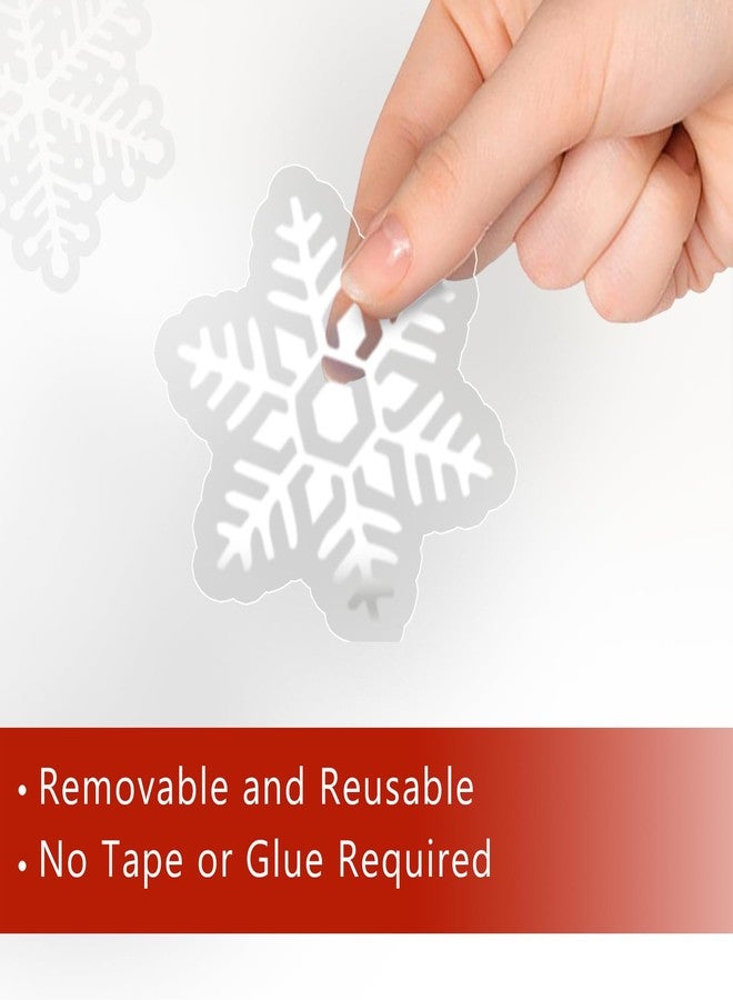 Mfault Merry Christmas White Window Clings 4 Sheets, Xmas Tree House Snowman Reindeer Stickers Decals Decorations, Winter Holiday Santa Claus Snowflake Home Kitchen Decor - Image 4