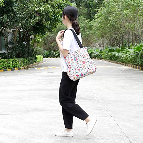KAMO Floral Tote Bag - Waterproof Lightweight Handbags Travel Shoulder Bag for Hiking Yoga Gym Swimming Travel Beach - Image 2