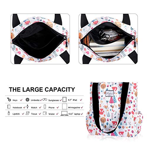KAMO Floral Tote Bag - Waterproof Lightweight Handbags Travel Shoulder Bag for Hiking Yoga Gym Swimming Travel Beach - Image 5
