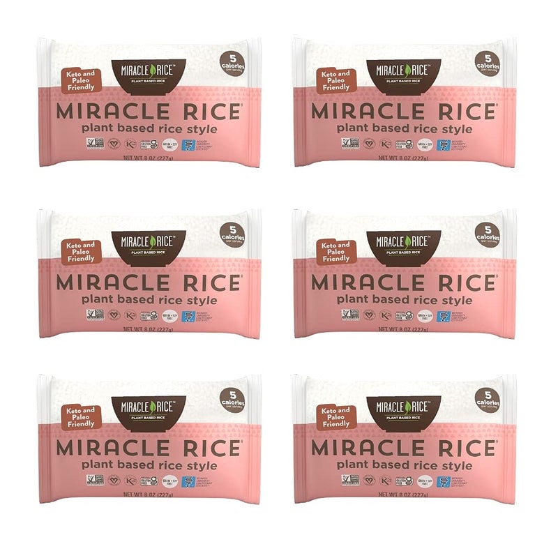 Miracle Noodle Miracle Rice, 8 Oz (Pack of 6), Plant Based Shirataki Konjac Rice, 5 Calories, 1g Net Carbs Per Serving, Keto, Gluten-Free - Image 1