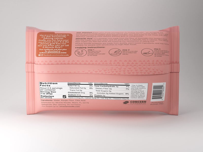 Miracle Noodle Miracle Rice, 8 Oz (Pack of 6), Plant Based Shirataki Konjac Rice, 5 Calories, 1g Net Carbs Per Serving, Keto, Gluten-Free - Image 4