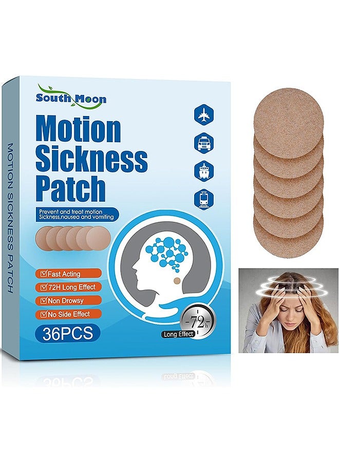 SOUTH MOON Motion Sickness Patch, Motion Sickness Patches for Kids and Adults, 36 PCS Sea Sickness Patch For Cruise Car Fly Sickness Relief, Anti-Nausea Motion Sickness Relief, Travel Essentials No-Side-Effect  - Image 1