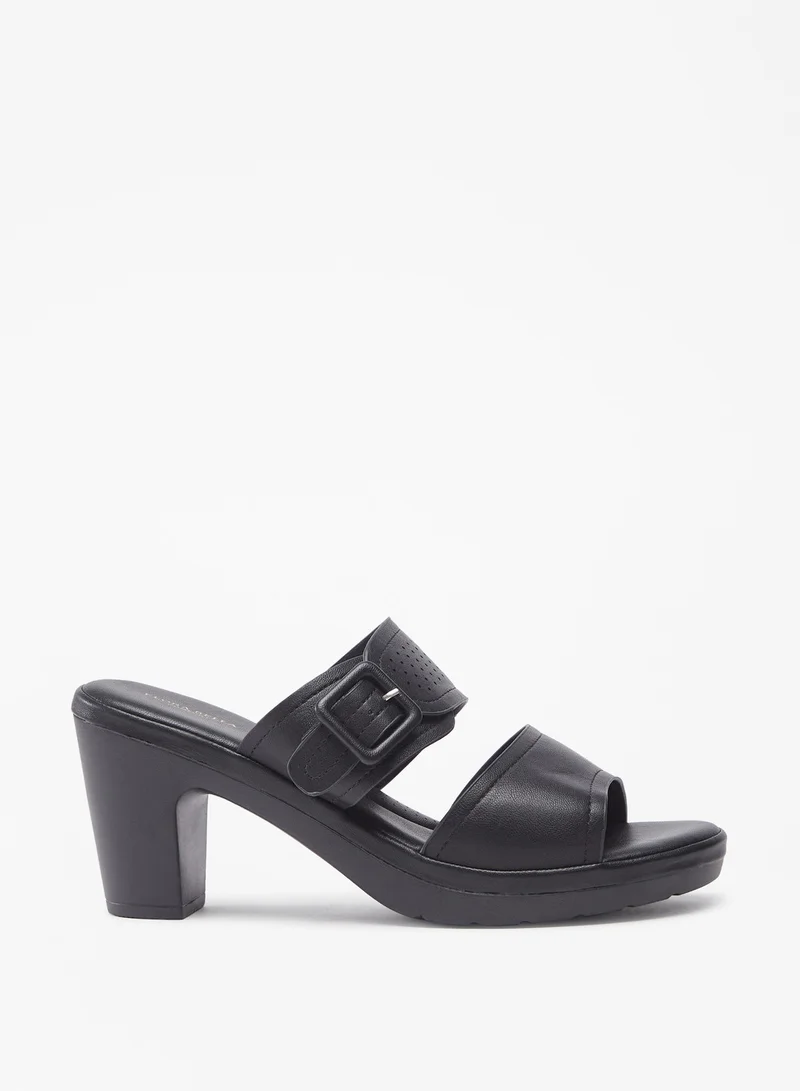 فلورا بيلا من شو إكسبرس Women Buckle Detail Slip-On Sandals with Block Heels