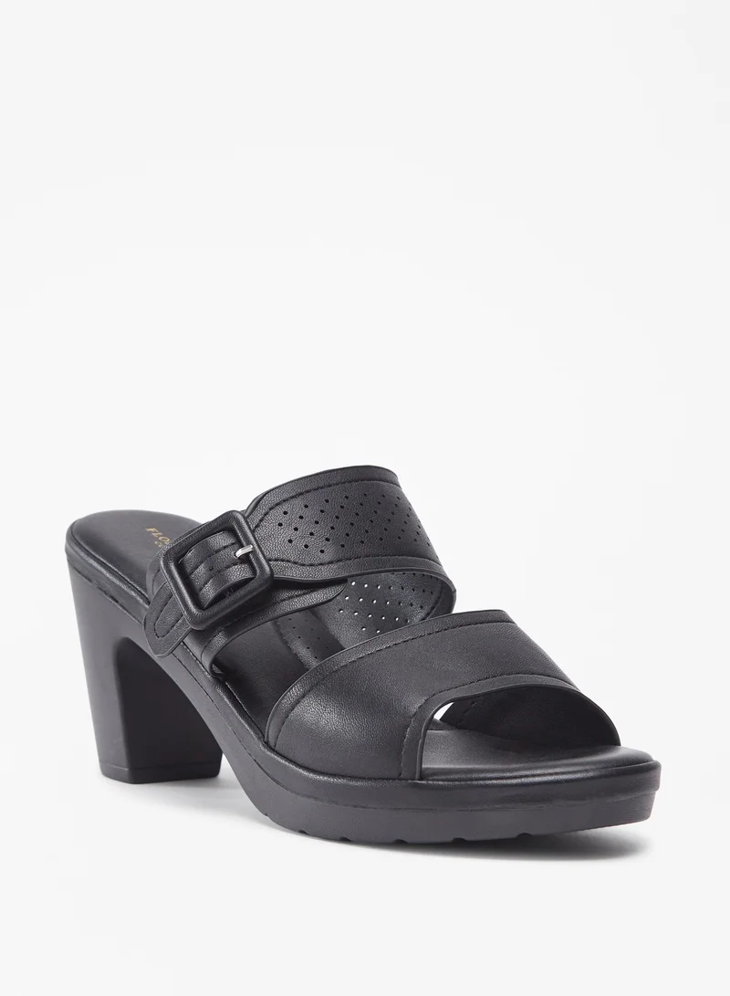 فلورا بيلا من شو إكسبرس Women Buckle Detail Slip-On Sandals with Block Heels
