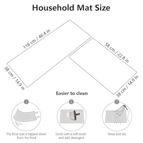 Arviz Anti-Fatigue Kitchen Mat for Floor, 2 Pcs Kitchen Mat, Waterproof Memory Foam Kitchen Standing Rugs, Soft Comfort Runner Rug Carpets for Kitchen Laundry Sink Office & Bathroom - Image 2