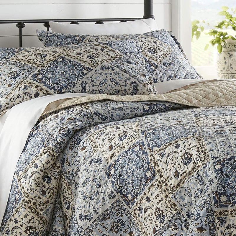 Stone Cottage - King Quilt Set, Reversible Cotton Bedding with Matching Shams, Ideal Bedding Set (Arell Blue, King) | Reversible, Matching Shams, Bedding, Ideal Bedding Set - Image 3