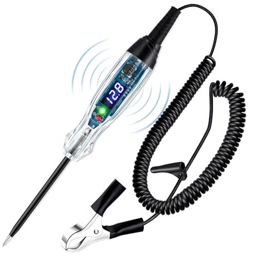 AWBLIN Upgraded Automotive Buzzer Test Light 472V DC Digital LED Circuit Tester Heavy Duty Light Tester with Voltmeter Auto Bidirectional Voltage Tester Electric Test Pen