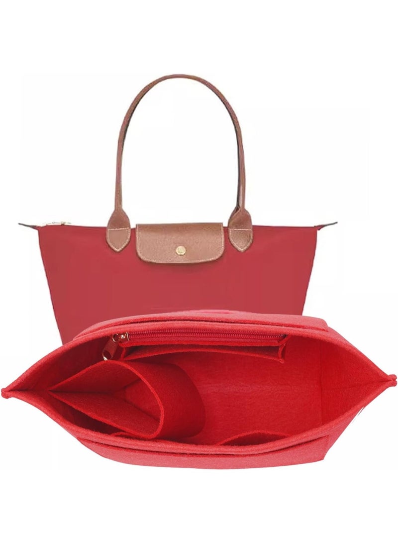 Felt Organizer Compatible with longchamp le pliage Handbag Insert (Medium, Red) - Image 1