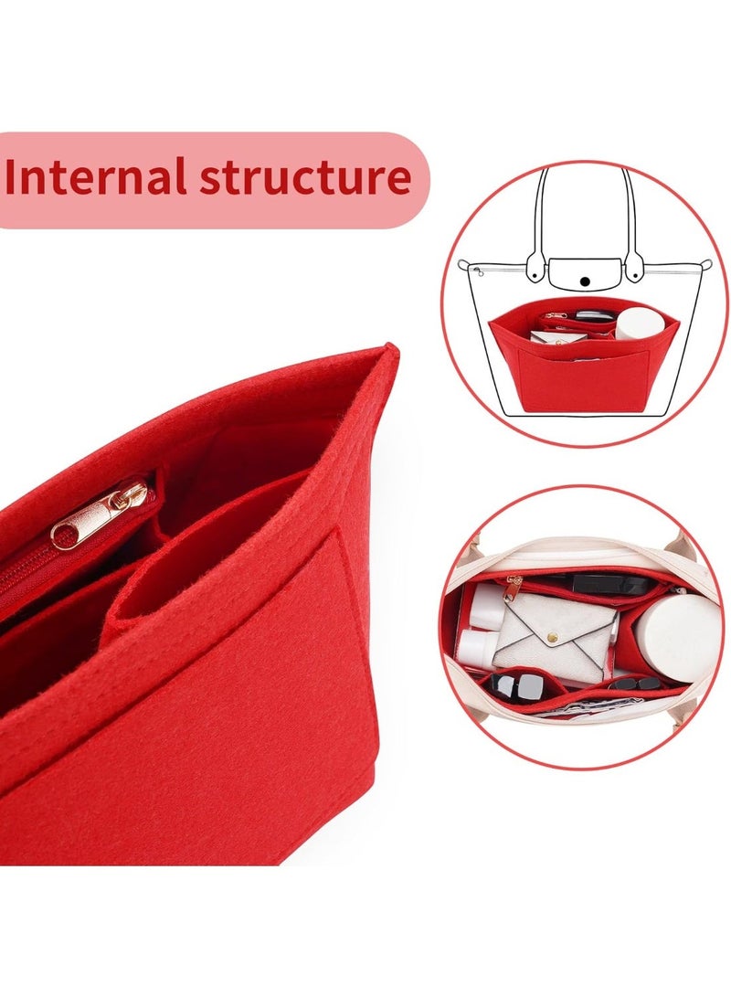 Felt Organizer Compatible with longchamp le pliage Handbag Insert (Medium, Red) - Image 3