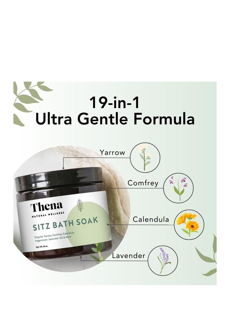 THENA Natural Wellness - Best Organic Sitz Bath Soak for Postpartum Recovery Care New Mom Essentials & Natural Hemorrhoid Treatment, 100% Natural & Gentle with Pure Epsom & Dead Sea Salts Witch Hazel Lavender Essential Oil - Image 1