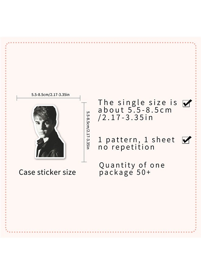 51 Pcs Pop Singer Stickers, American Pop Singing Star Justin Bieber Star Sticker, Waterproof Stickers for Water Bottle Laptop Skateboard Ect